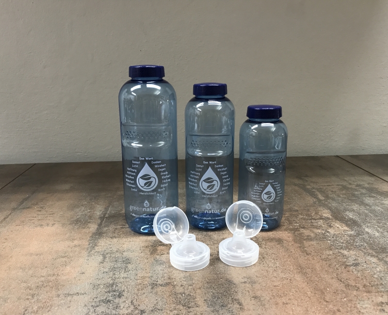 Trinkflaschen-Set 0,5 - 0,75 - 1 Liter + 2 x Flip Top