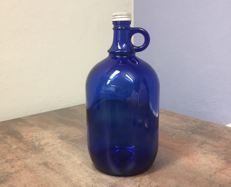 Blaue Glasflasche 2 Liter