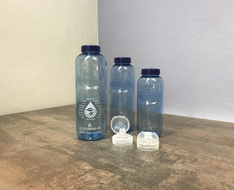 Trinkflaschen-Set  1 - 0,75 - 0,5 Liter + 2 x Flip Top